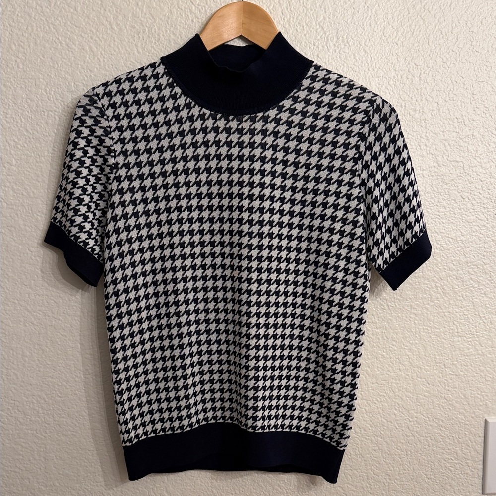 BOSS Faryna Houndstooth Check Short Sleeve Sweater - Picture 7 of 11